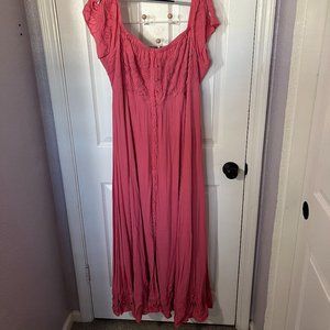 Torrid Pink Thick Maxi Dress with Cutout Design and Square Neckline- Size 3